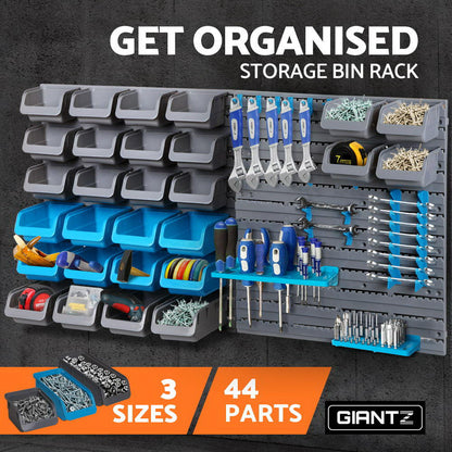 44 Storage Bin Rack Wall Mounted Peg Board