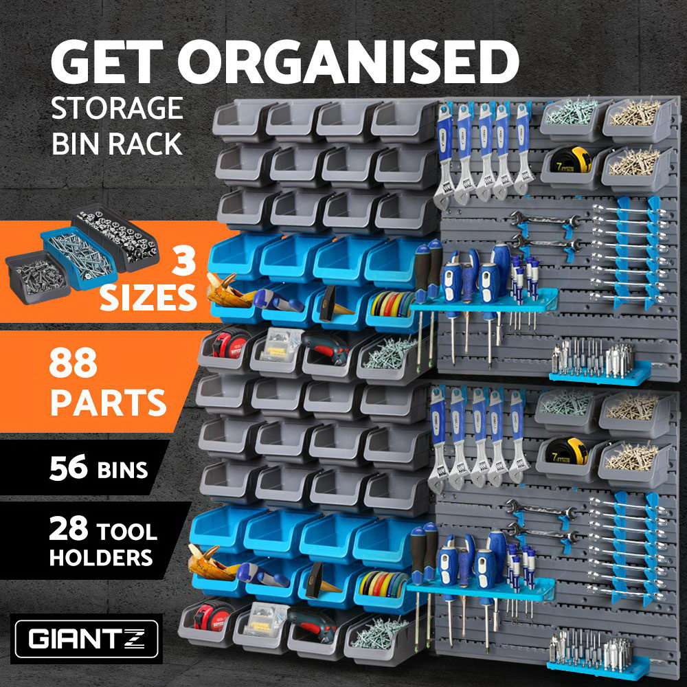 88 Storage Bin Rack Wall Mounted