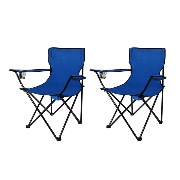  Camping Chairs Folding Arm Foldable Blue