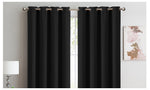 2x Black Blockout Curtain Set Triple Layer Eyelet Window 240x230cm