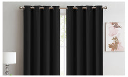 2x Black Blockout Curtain Set Triple Layer Eyelet Window 240x230cm