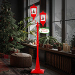 Christmas Lamp Post with Lights Music & Snow - Red 195cm