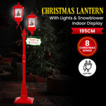 Christmas Lamp Post with Lights Music & Snow - Red 195cm