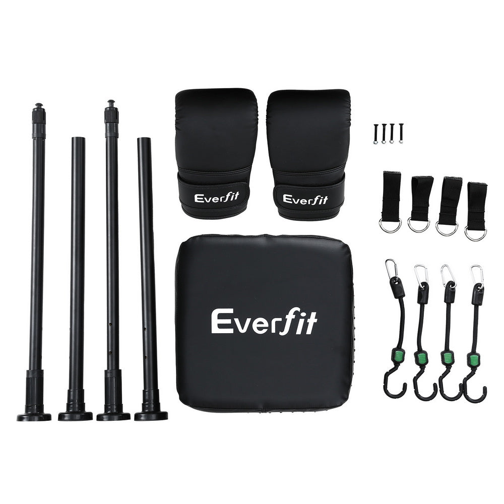 Doorway Punching Bag Adjustable Apartment Friendly with Boxing Gloves Black