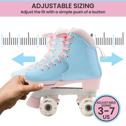 Adjustable Kids Quad Roller Skates - Cotton Candy