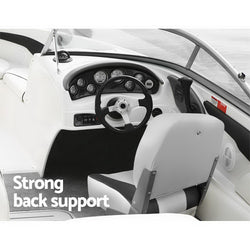 2X Folding Boat Seats Marine Swivel Low Back 13Cm Padding Charcoal