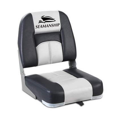 2X Folding Boat Seats Marine Seat Swivel Low Back 10Cm Padding Grey