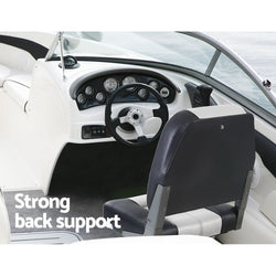2X Folding Boat Seats Marine Seat Swivel Low Back 10Cm Padding Grey