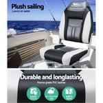2X Folding Boat Seats Marine Seat Swivel High Back 12Cm Padding Black