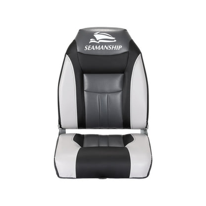 2X Folding Boat Seats Marine Seat Swivel High Back 12cm Padding Black