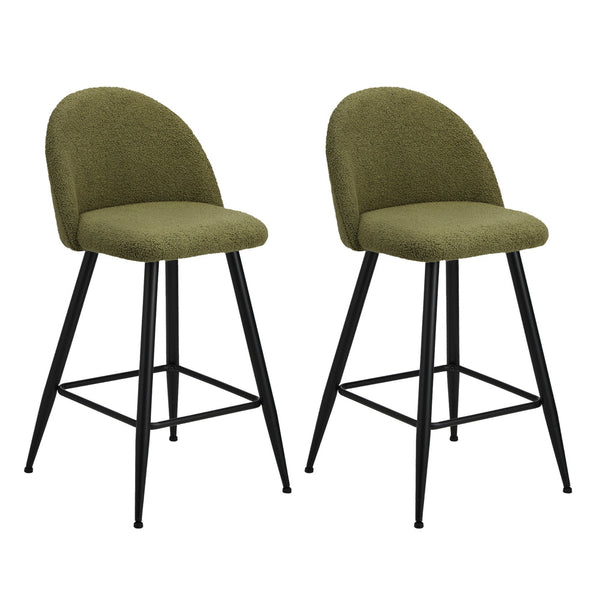  Bar Stools Kitchen Counter Stool Boucle Padded