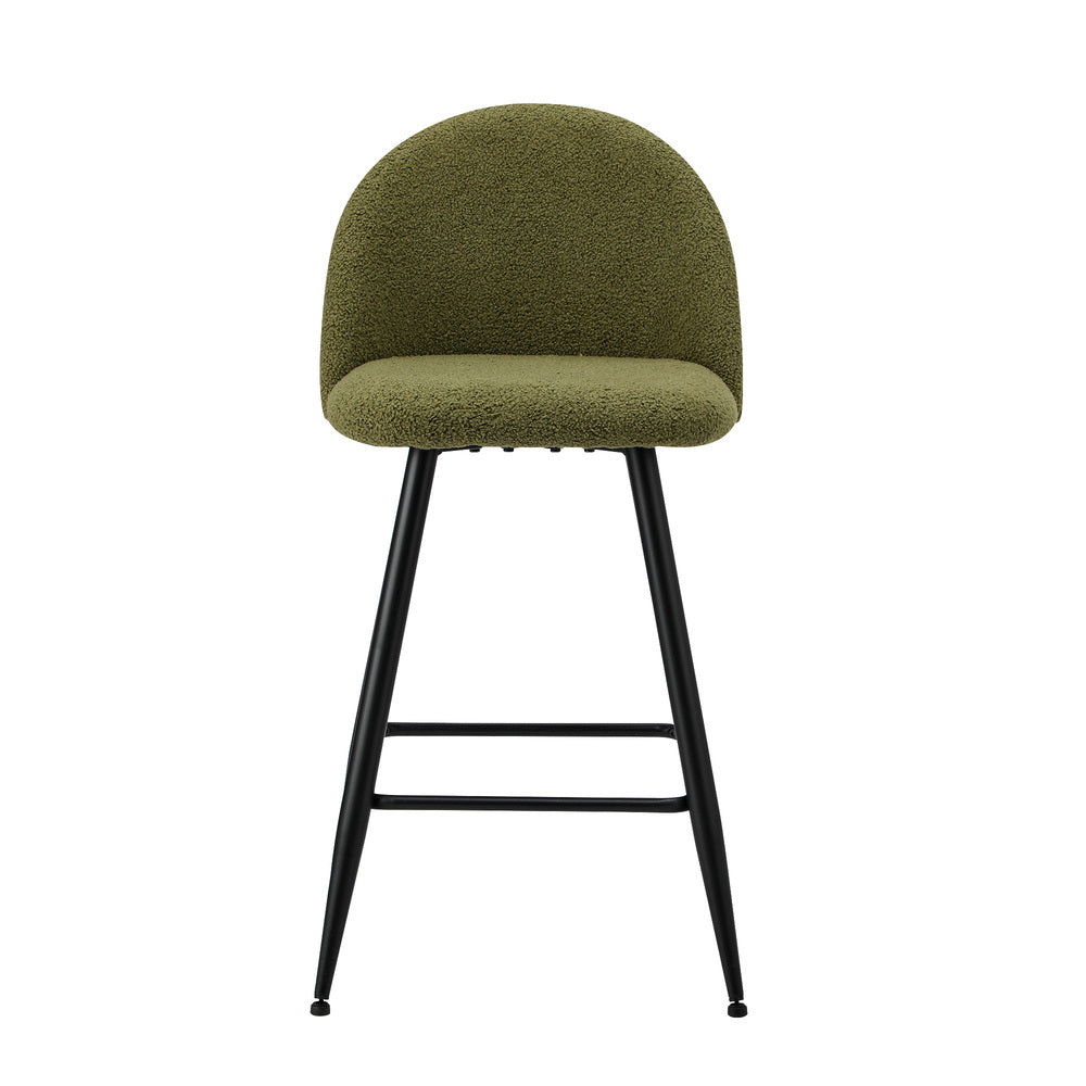 4x Bar Stools Kitchen Counter Stool Boucle Padded Stools