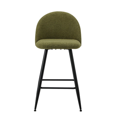 4x Bar Stools Kitchen Counter Stool Boucle Padded Stools