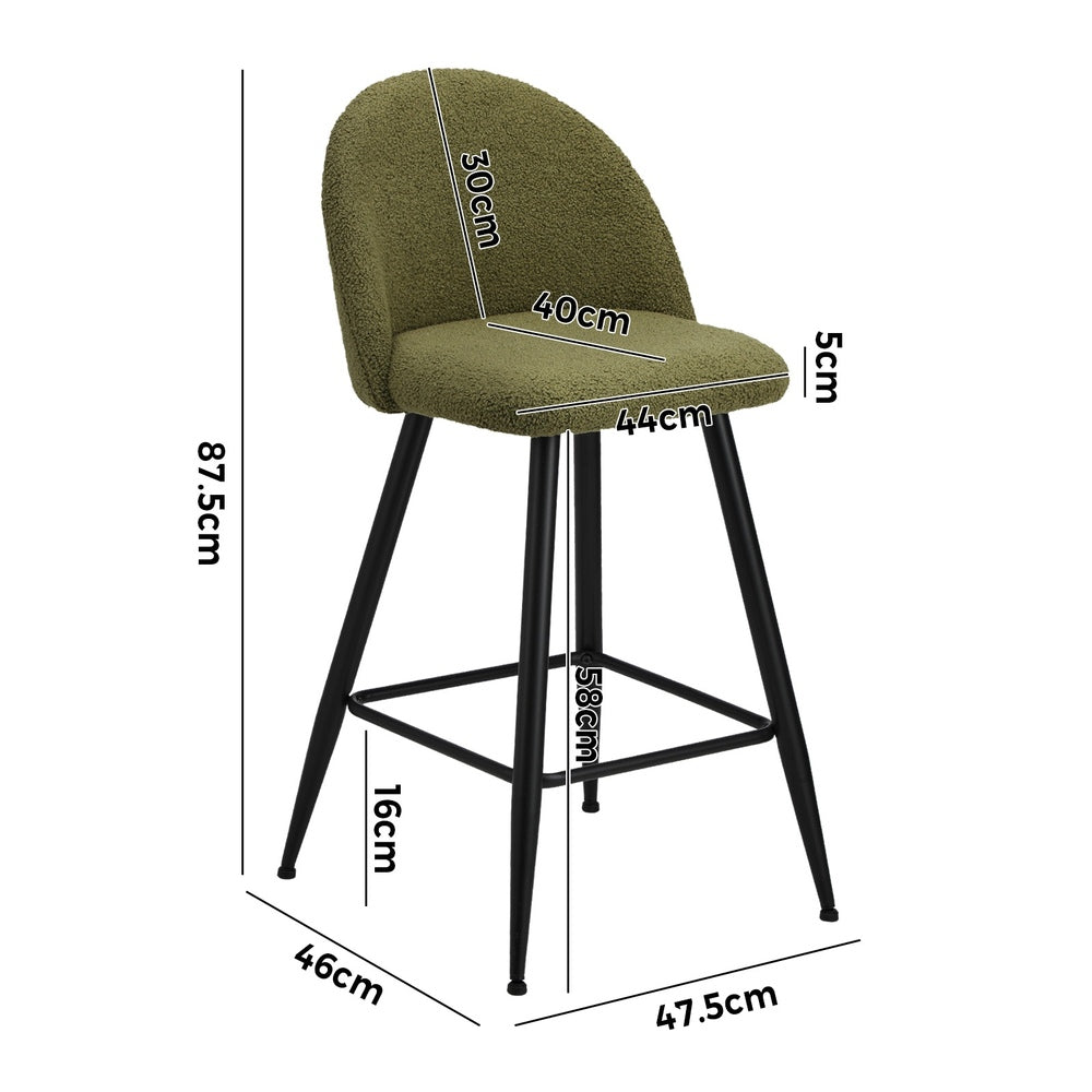 4x Bar Stools Kitchen Counter Stool Boucle Padded Stools