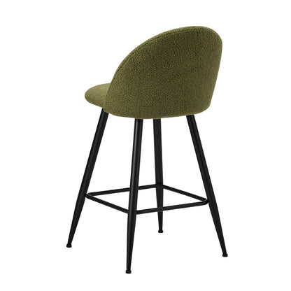 4x Bar Stools Kitchen Counter Stool Boucle Padded Stools