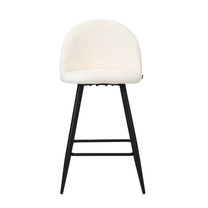 4x Bar Stools Kitchen Counter Stool Boucle Padded Stools