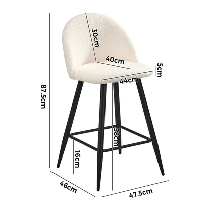 4x Bar Stools Kitchen Counter Stool Boucle Padded Stools
