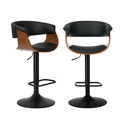 Swivel Bar Stools PU Leather Black Set 2 | HomeAndLiving - 2