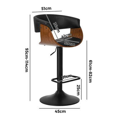Swivel Bar Stools PU Leather Black Set 2 | HomeAndLiving - 7