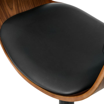 4x Bar Stools Gas Lift Armrest Leather Black - 5