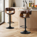 Swivel Bar Stools PU Leather Armrest Brown | HomeAndLiving
