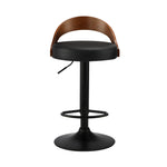 4x Bar Stools with Gas Lift Swivel Wooden PU Leather