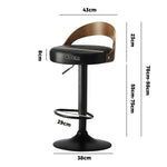 4x Bar Stools with Gas Lift Swivel Wooden PU Leather