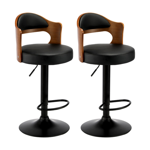  Bar Stools Kitchen Swivel Barstool Chair Gas Lift Metal Leather x2