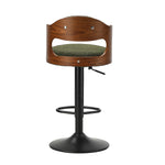 Bar Stool Adjustable Height Gas Lift Kitchen Chair Green Boucle Upholstered