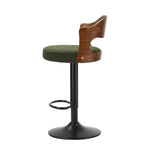 Bar Stool Adjustable Height Gas Lift Kitchen Chair Green Boucle Upholstered