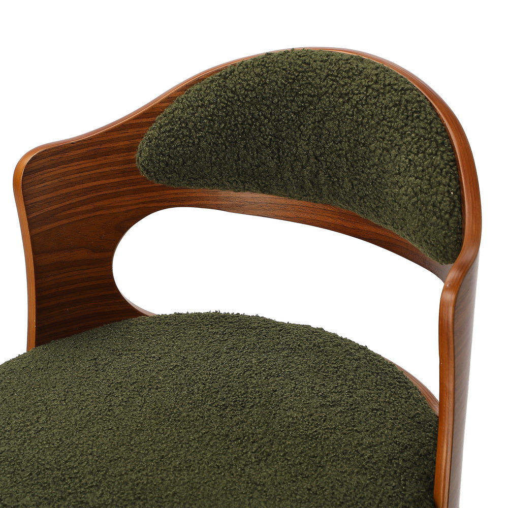 Bar Stool Adjustable Height Gas Lift Kitchen Chair Green Boucle Upholstered