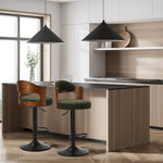 Bar Stool Adjustable Height Gas Lift Kitchen Chair Green Boucle Upholstered