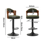 Bar Stool Adjustable Height Gas Lift Kitchen Chair Green Boucle Upholstered Seating