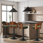 Bar Stool Adjustable Height Gas Lift Kitchen Chair Green Boucle Upholstered Seating