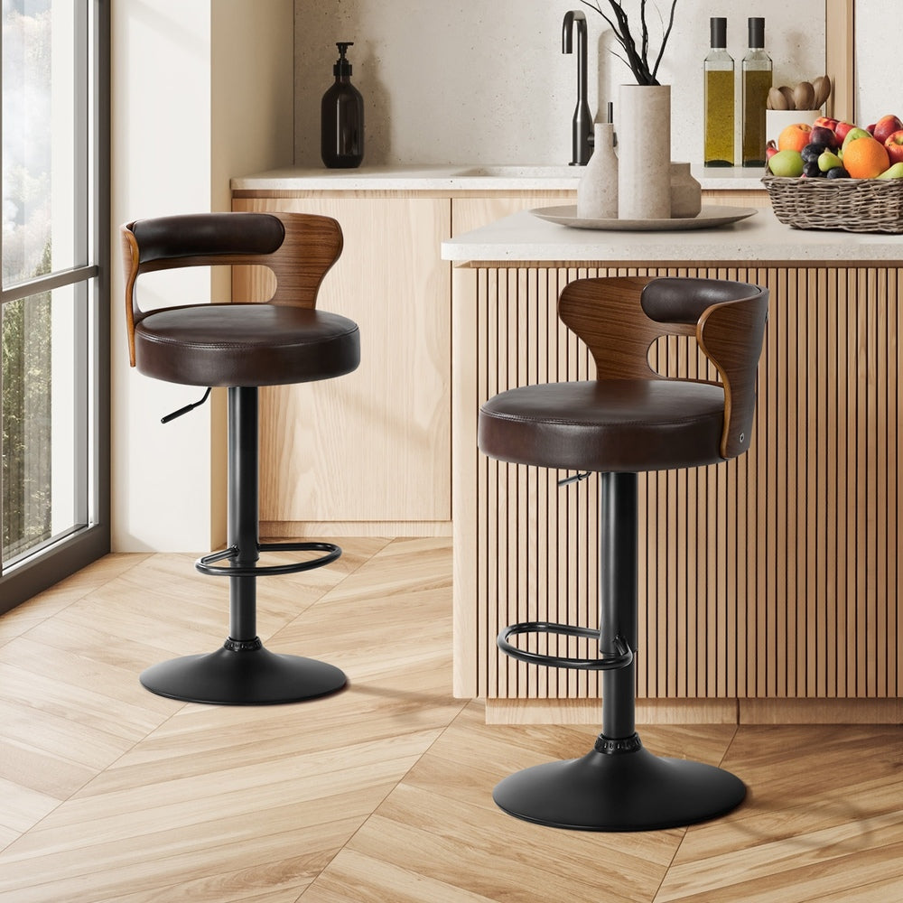 Swivel Bar Stools PU Leather Kitchen 2x | HomeAndLiving