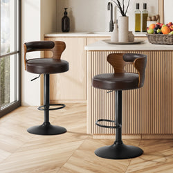 Swivel Bar Stools PU Leather Kitchen 2x | HomeAndLiving