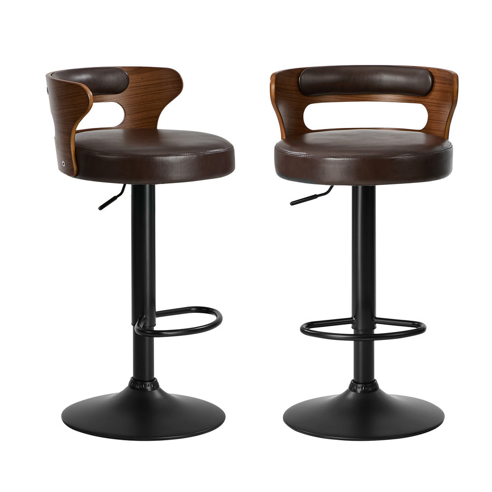 Swivel Bar Stools PU Leather Kitchen 2x | HomeAndLiving - 2