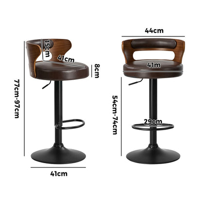 Swivel Bar Stools PU Leather Kitchen 2x | HomeAndLiving - 8