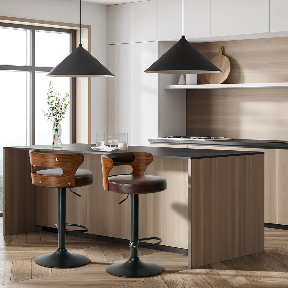 Swivel Bar Stools PU Leather Kitchen 2x | HomeAndLiving - 7