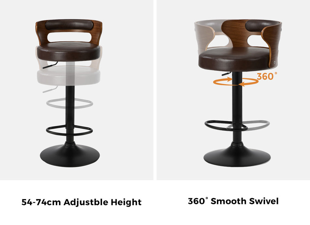 Swivel Bar Stools PU Leather Kitchen 2x | HomeAndLiving - 5