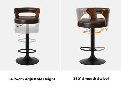 Swivel Bar Stools PU Leather Kitchen 2x | HomeAndLiving - 5