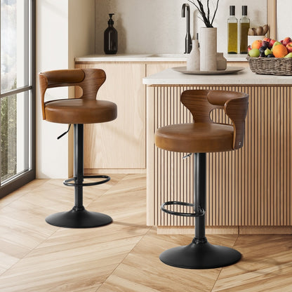 Swivel Bar Stools PU Leather Kitchen Set 2 | HomeAndLiving