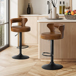 Swivel Bar Stools PU Leather Kitchen Set 2 | HomeAndLiving