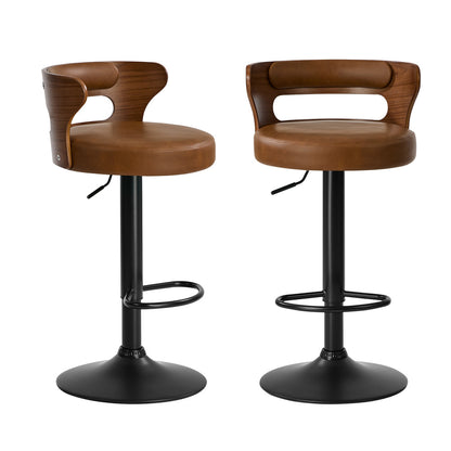 Swivel Bar Stools PU Leather Kitchen Set 2 | HomeAndLiving - 2