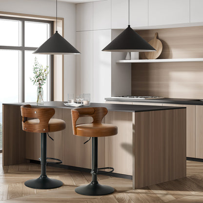 Swivel Bar Stools PU Leather Kitchen Set 2 | HomeAndLiving - 4