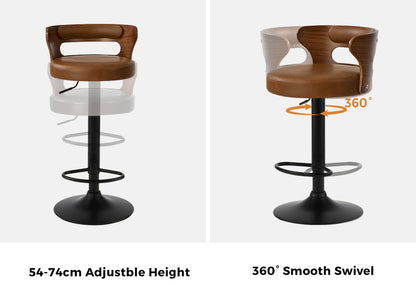Swivel Bar Stools PU Leather Kitchen Set 2 | HomeAndLiving - 6