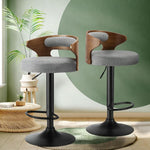 Bar Stools Kitchen Gas Lift Swivel Chairs Stool Wooden Barstool Grey x2