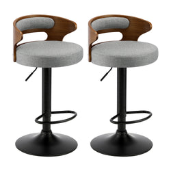 Bar Stools Kitchen Gas Lift Swivel Chairs Stool Wooden Barstool Grey x2