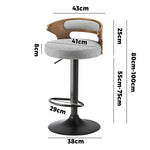 4x Bar Stools with Gas Lift Swivel Grey