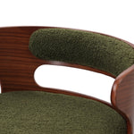 4x Bar Stools Gas Lift Swivel Chairs Wooden Boucle Green